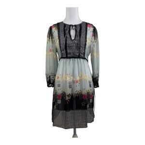NWT Johnny Was Brand For Love And Liberty 100% Silk Dress Medium Sheer Lace Boho